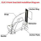 Universal 3-Point Retractable Seat Belts, Pair with Adjustable Straps – Cars, Vans & Campers, Black