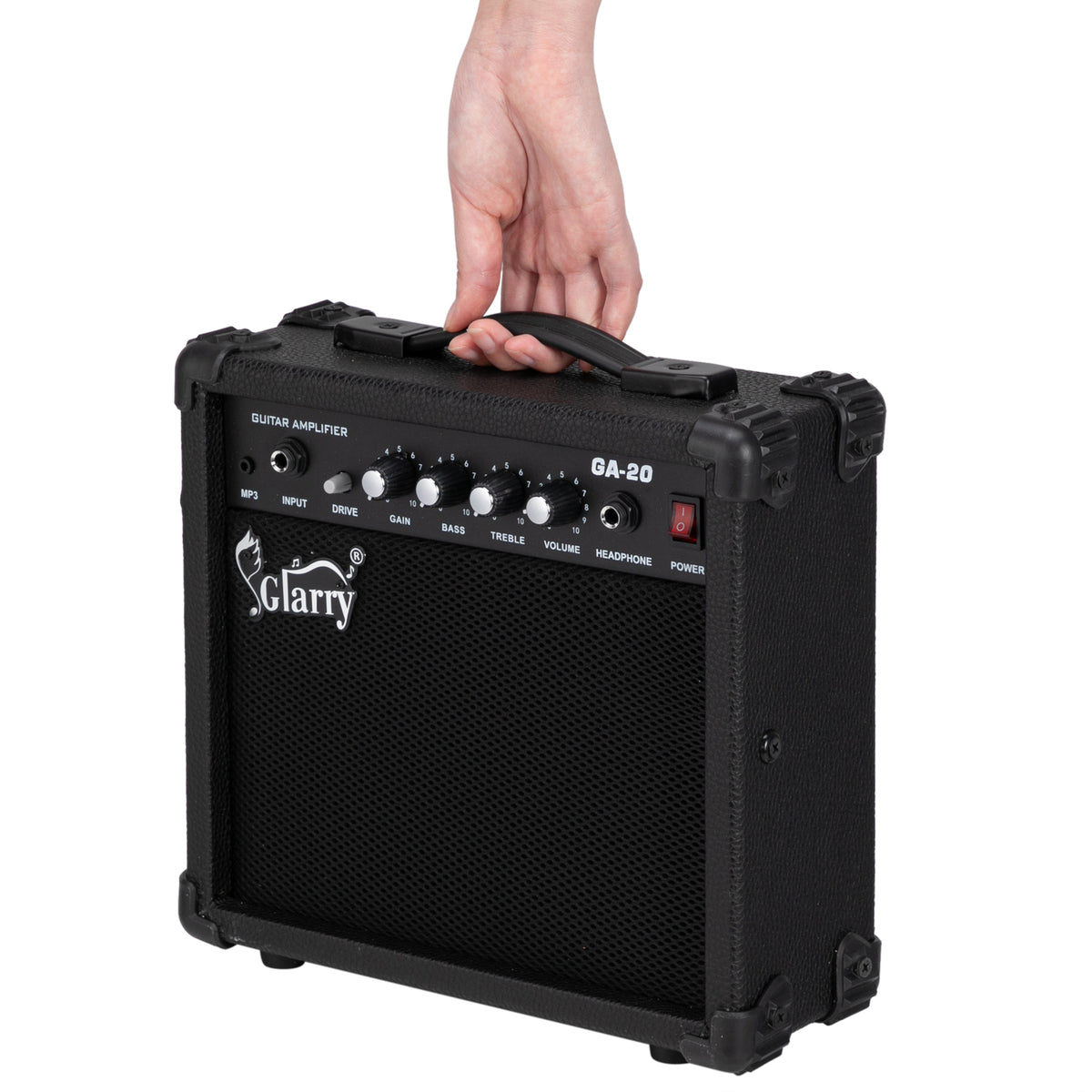 Glarry 20W Electric Guitar Amplifier with 6.5-Inch Speaker, Headphone & AUX Jacks – Practice Amp, Black
