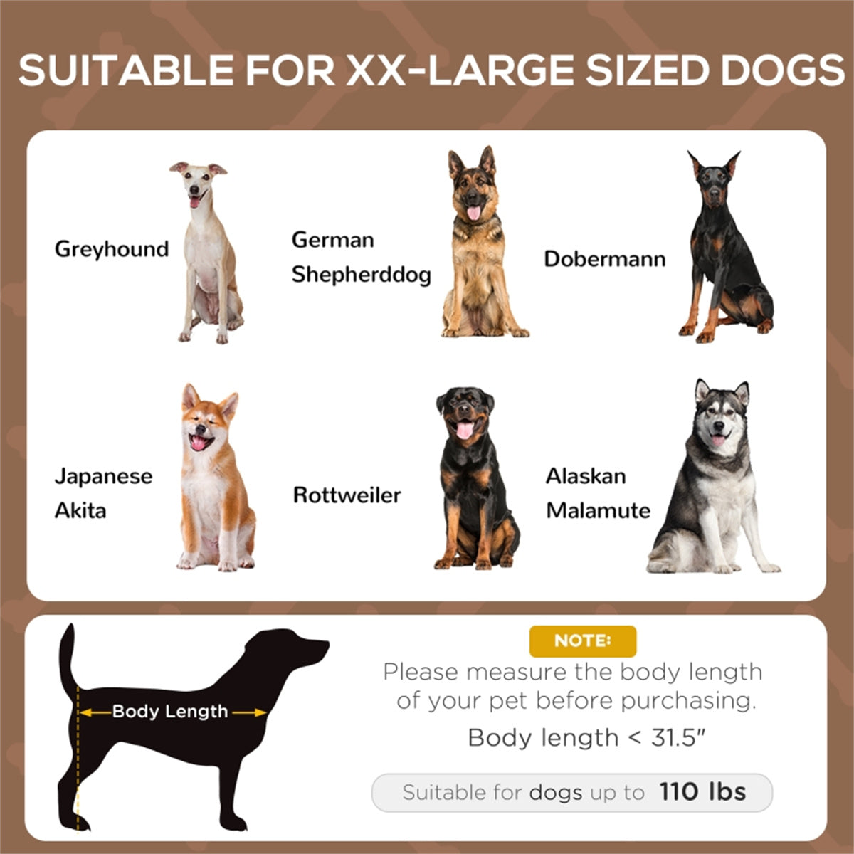 Elevated Dog Cot Bed with Canopy for XXL Dogs – Breathable Fabric, Steel Frame and Travel Bag, Coffee