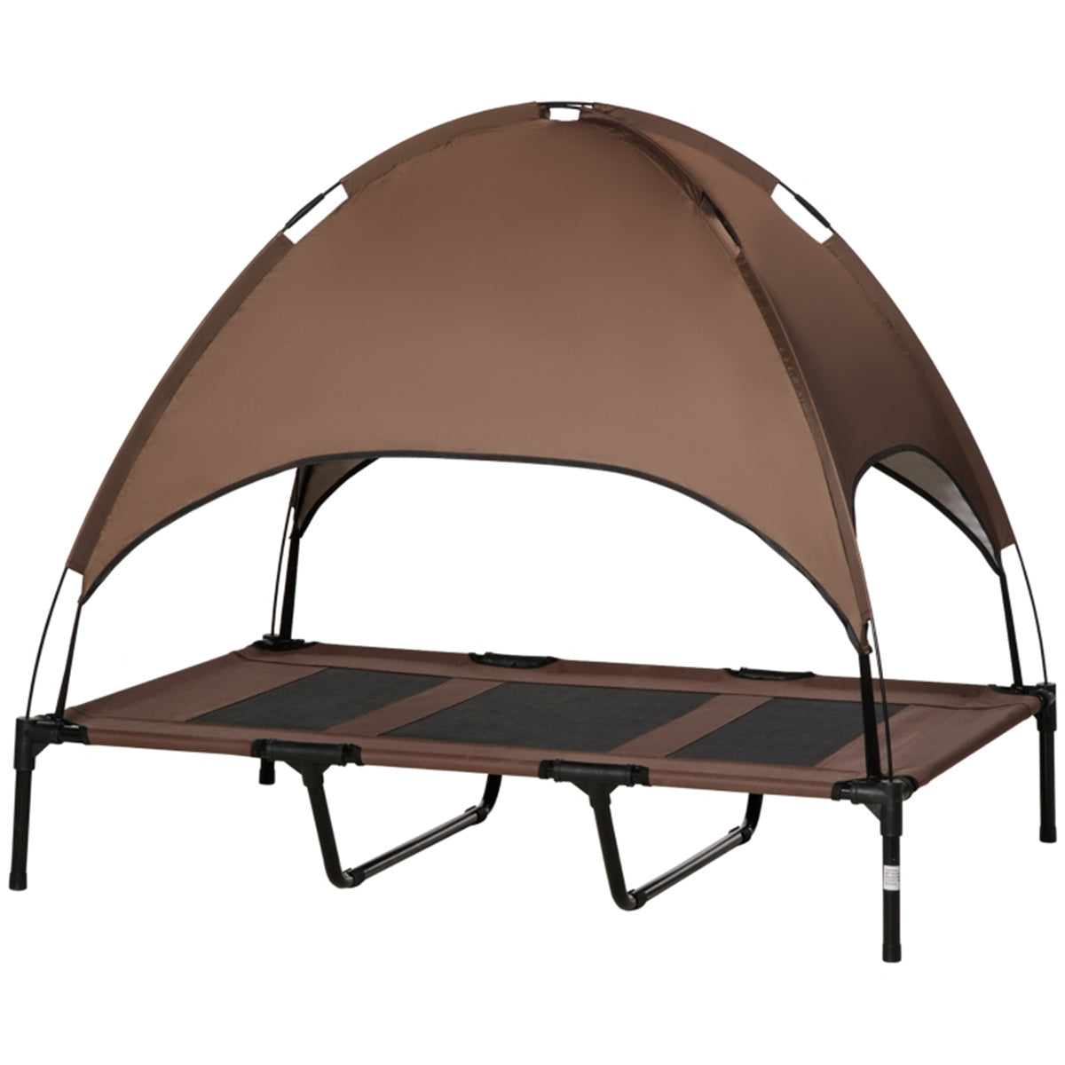 Elevated Dog Cot Bed with Canopy for XXL Dogs – Breathable Fabric, Steel Frame and Travel Bag, Coffee