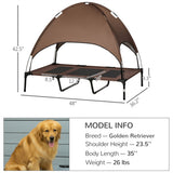 Elevated Dog Cot Bed with Canopy for XXL Dogs – Breathable Fabric, Steel Frame and Travel Bag, Coffee