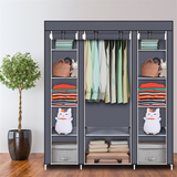 Fabric Canvas Wardrobe with Hanging Rail & Shelving – Bedroom Clothes Storage with Dust Cover