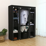 Fabric Canvas Wardrobe with Hanging Rail & Shelving – Bedroom Clothes Storage with Dust Cover
