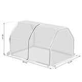 Outsunny Mini Walk-in Greenhouse with Steel Frame & PE Mesh Cover – Compact Portable Plant Shelter, White