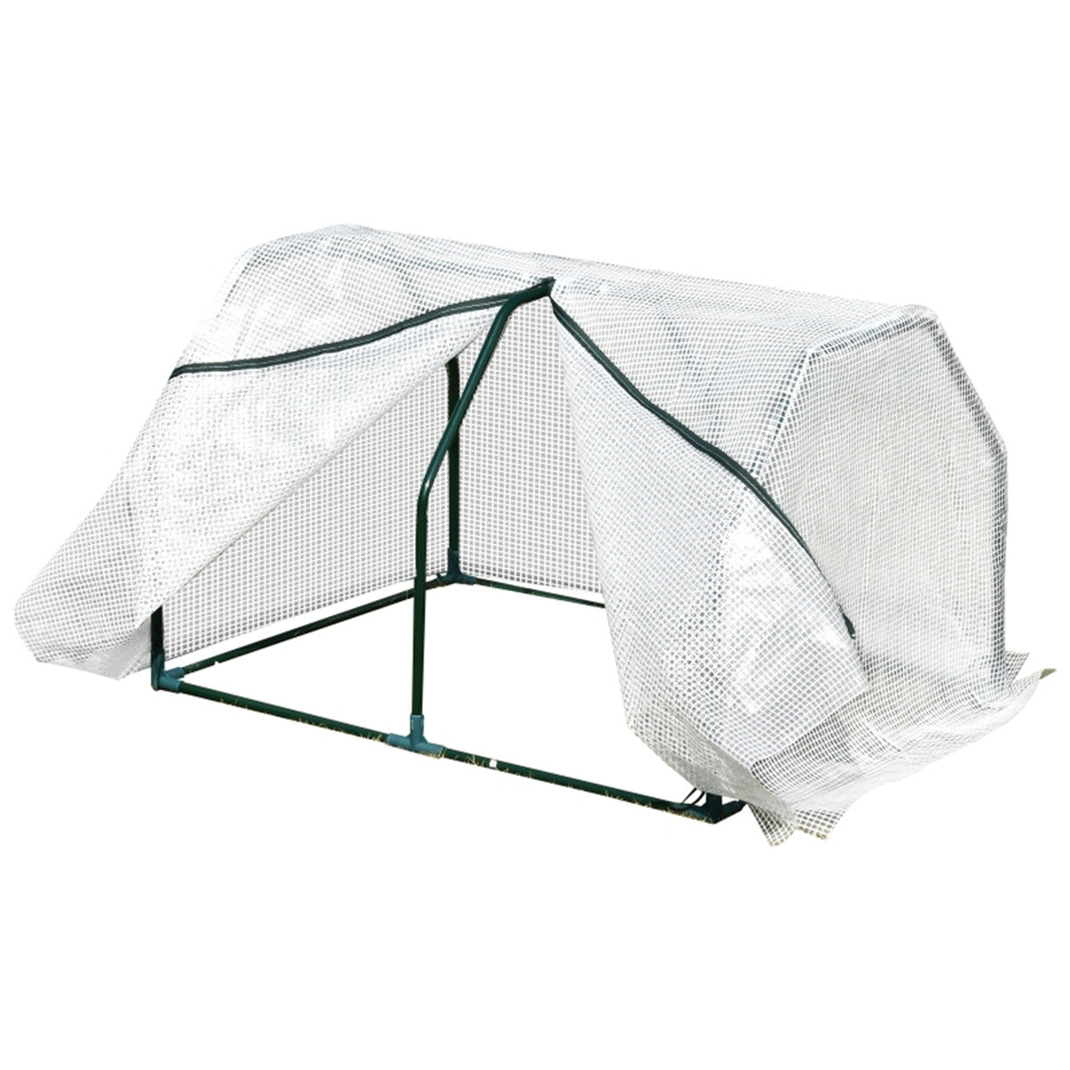 Outsunny Mini Walk-in Greenhouse with Steel Frame & PE Mesh Cover – Compact Portable Plant Shelter, White