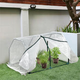 Outsunny Mini Walk-in Greenhouse with Steel Frame & PE Mesh Cover – Compact Portable Plant Shelter, White