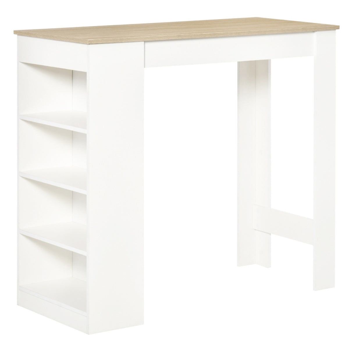 White Frame Coffee & Bar Table with Wood-Effect Top – Living Room & Kitchen Table