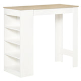 White Frame Coffee & Bar Table with Wood-Effect Top – Living Room & Kitchen Table
