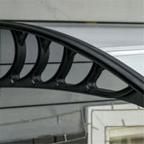Door Canopy with Curved Polycarbonate Panels & Aluminium Frame, 303 x 96cm – Door & Window Awning, Black/Clear
