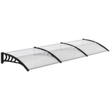 Door Canopy with Curved Polycarbonate Panels & Aluminium Frame, 303 x 96cm – Door & Window Awning, Black/Clear
