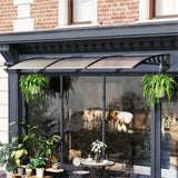 Door Canopy with Curved Polycarbonate Panels & Aluminium Frame, 303 x 96cm – Door & Window Awning, Black/Clear