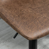 Set of 2 Bar Stools with High Back Tub Seats, Footrest & Round Base – Microfibre Kitchen Stools, Brown