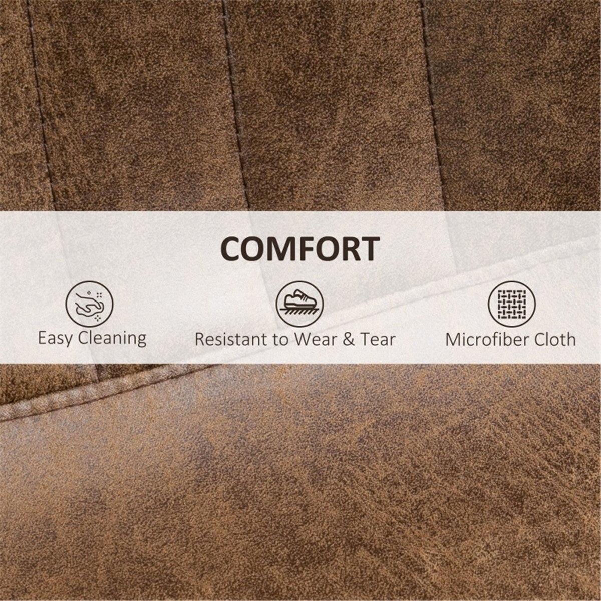 Set of 2 Bar Stools with High Back Tub Seats, Footrest & Round Base – Microfibre Kitchen Stools, Brown