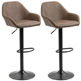 Set of 2 Adjustable Swivel Bar Stools with PU Leather Seat & Gas Lift – Kitchen Bar Chairs, Dark Brown and Black