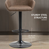 Set of 2 Adjustable Swivel Bar Stools with PU Leather Seat & Gas Lift – Kitchen Bar Chairs, Dark Brown and Black