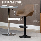 Set of 2 Adjustable Swivel Bar Stools with PU Leather Seat & Gas Lift – Kitchen Bar Chairs, Dark Brown and Black