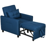Blue single chair bed with side pockets