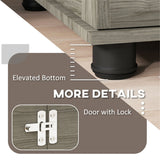 Dog Crate Furniture Side Table with Cushion & Lockable Door – For Medium Dogs up to 20kg, Grey Wood Effect