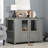Dog Crate Furniture with Wide Tabletop, Magnetic Door & Bolt – 116cm Indoor Kennel for Extra Large Dogs, Grey