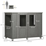 Dog Crate Furniture with Wide Tabletop, Magnetic Door & Bolt – 116cm Indoor Kennel for Extra Large Dogs, Grey