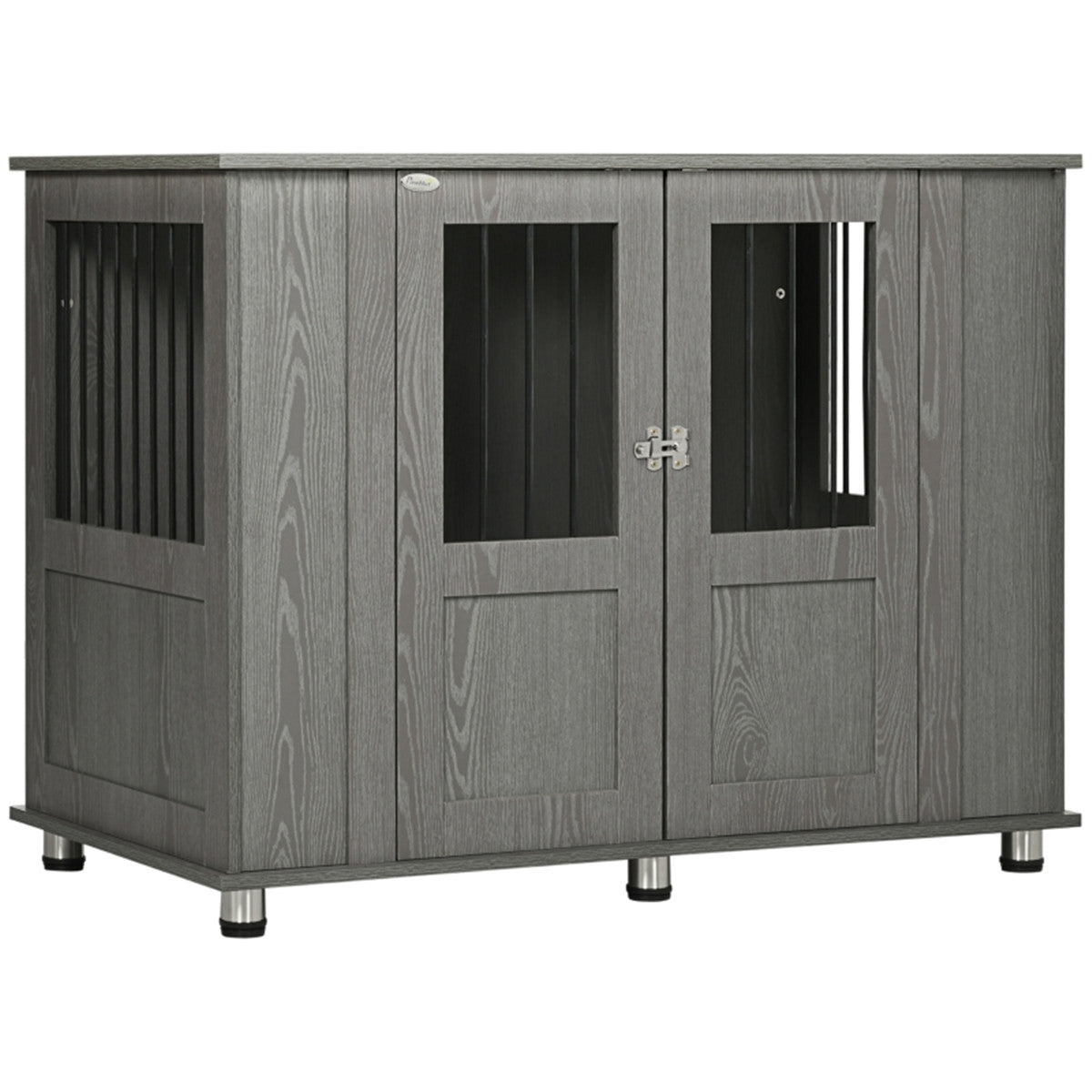 Dog Crate Furniture with Wide Tabletop, Magnetic Door & Bolt – 116cm Indoor Kennel for Extra Large Dogs, Grey
