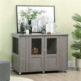 Dog Crate Furniture with Wide Tabletop, Magnetic Door & Bolt – 116cm Indoor Kennel for Extra Large Dogs, Grey