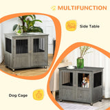 Dog Crate Furniture with Wide Tabletop, Magnetic Door & Bolt – 95cm Indoor Kennel for Medium & Large Dogs, Grey