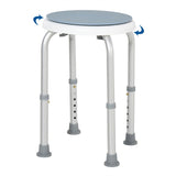 HOMCOM 360° Swivel Bath Shower Stool with Six Height Settings – Non-Slip Aluminium Shower Seat, Blue and White