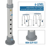 HOMCOM 360° Swivel Bath Shower Stool with Six Height Settings – Non-Slip Aluminium Shower Seat, Blue and White