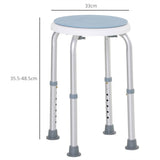HOMCOM 360° Swivel Bath Shower Stool with Six Height Settings – Non-Slip Aluminium Shower Seat, Blue and White