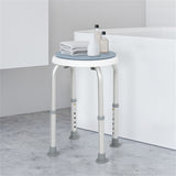 HOMCOM 360° Swivel Bath Shower Stool with Six Height Settings – Non-Slip Aluminium Shower Seat, Blue and White