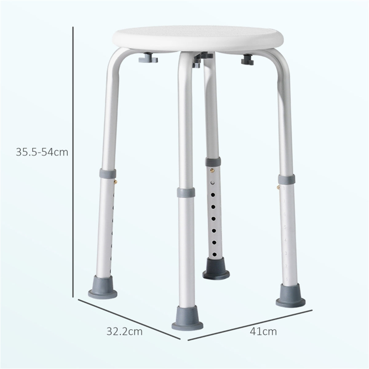 HOMCOM Bath Chair with Height Adjustable Legs and Suction Feet, 136kg – Lightweight Shower Stool, Cream White