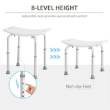 Aluminium Shower Stool with Drainage Holes and Non-Slip Feet, 135kg, Height Adjustable – Bath Seat, White