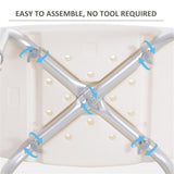 Aluminium Shower Stool with Drainage Holes and Non-Slip Feet, 135kg, Height Adjustable – Bath Seat, White