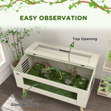 Reptile Vivarium with Glass Windows, Opening Top & 10 Air Vents – 140L Terrarium for Lizards & Snakes, Oak Tone