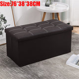 Large Folding Storage Ottoman Bench, 110L – Padded Faux Leather Pouffe, Toy and Blanket Chest, Black