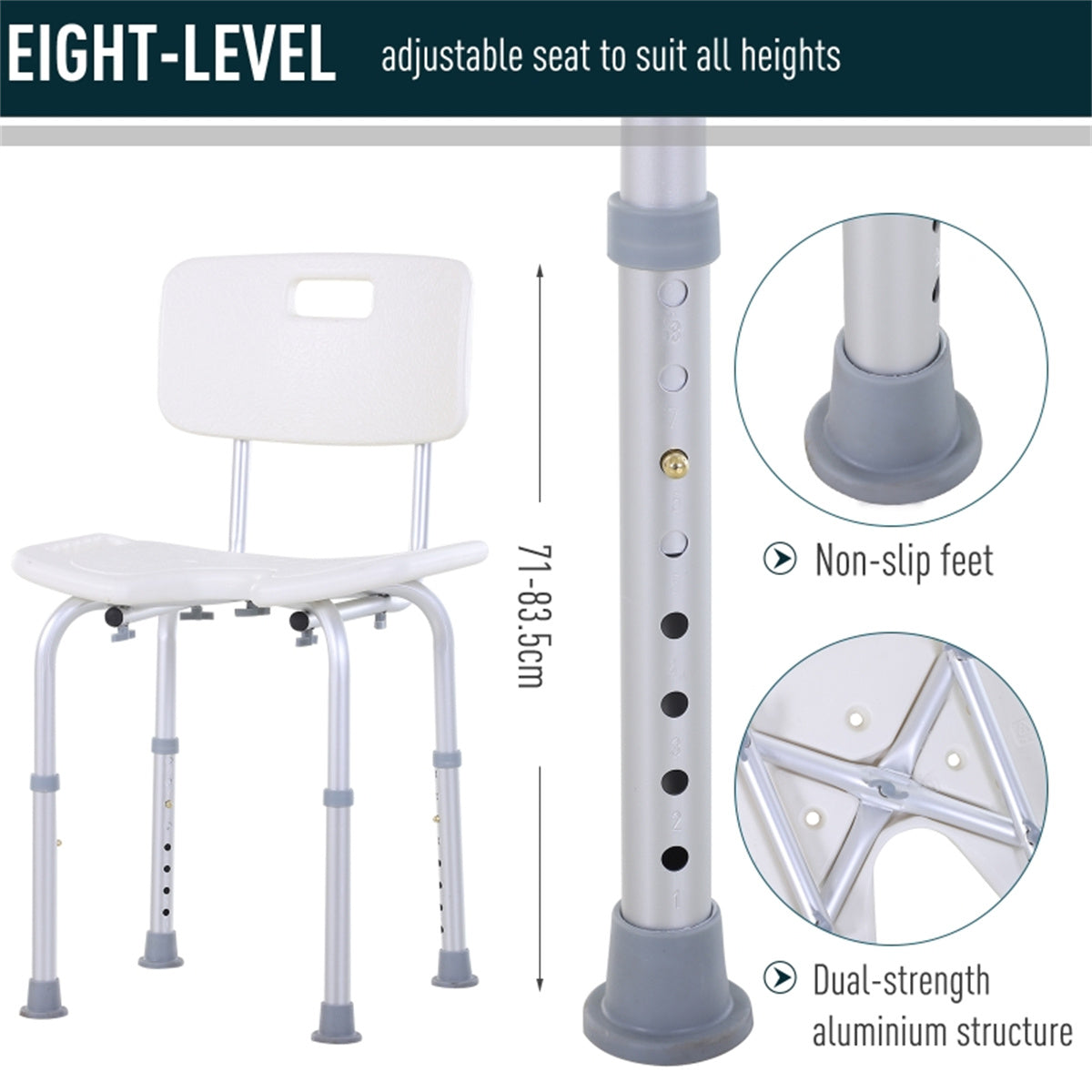 Bath & Shower Chair with Drainage Holes, Non-Slip Feet & Sturdy Frame – Bathroom Aid