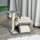 PawHut Cat Tree with Scratching Bridge, Half Round Tunnel & Rotatable Pole – Light Grey