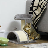 Compact Cat Tree with Sisal Scratching Posts & Hanging Toy Ball – Lightweight Cat Scratcher, Beige and Grey