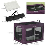 Foldable Pet Carrier Bag for Small & Medium Dogs with Removable Cushion & Three Doors – Purple and Black