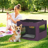 Foldable Pet Carrier Bag for Small & Medium Dogs with Removable Cushion & Three Doors – Purple and Black
