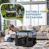 Foldable Pet Playpen with Mesh Windows, Doors & Ground Stakes – Indoor Outdoor Small Animal Pen
