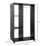 Chester Rolling Wardrobe Storage Unit with Hanging Space, Wheels & Protective Cover – Bedroom Clothes Rail