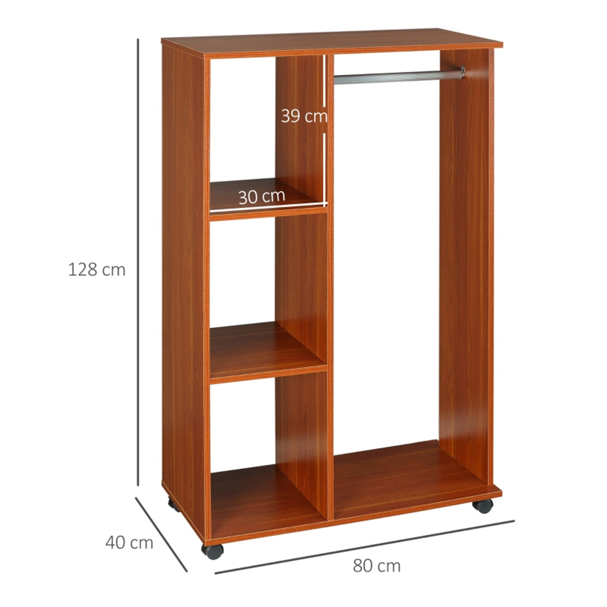 Chester Rolling Wardrobe Storage Unit with Hanging Space, Wheels & Protective Cover