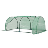Tunnel Greenhouse with Steel Frame, PE Cover & Roll-Up Zipped Doors – Garden Grow House, 200 x 100 x 80cm, Green