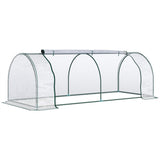 Mini Tunnel Greenhouse with Steel Frame, PVC Cover & Roll-Up Zipped Door – 250 x 100 x 80cm, Transparent
