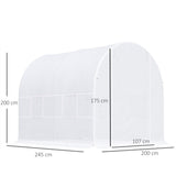 Walk-in Polytunnel Greenhouse with Steel Frame & Large Door – 2.45 x 2 x 2m Garden Grow House, White