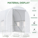 Walk-in Polytunnel Greenhouse with Steel Frame & Large Door – 2.45 x 2 x 2m Garden Grow House, White