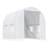 Walk-in Polytunnel Greenhouse with Steel Frame & Large Door – 2.45 x 2 x 2m Garden Grow House, White