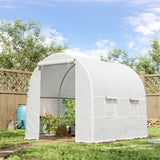 Walk-in Polytunnel Greenhouse with Steel Frame & Large Door – 2.45 x 2 x 2m Garden Grow House, White